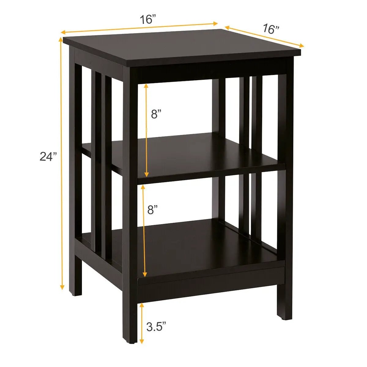 3-Tier Nightstand Sofa Side Table with Baffles and Round Corners, photo 14 of 32