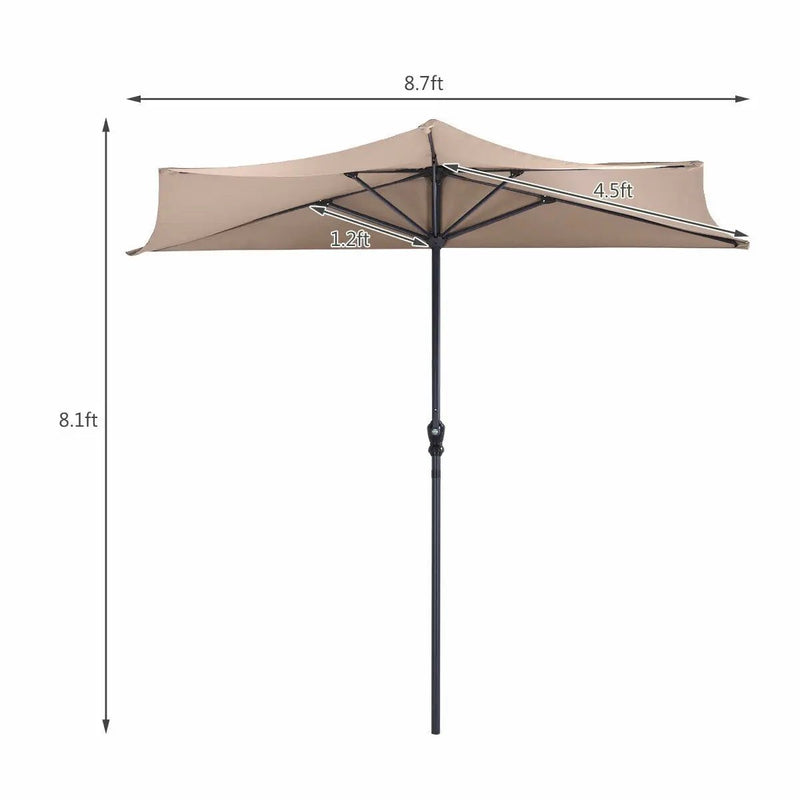 9Ft Patio Bistro Half Round Umbrella by DirectDeals