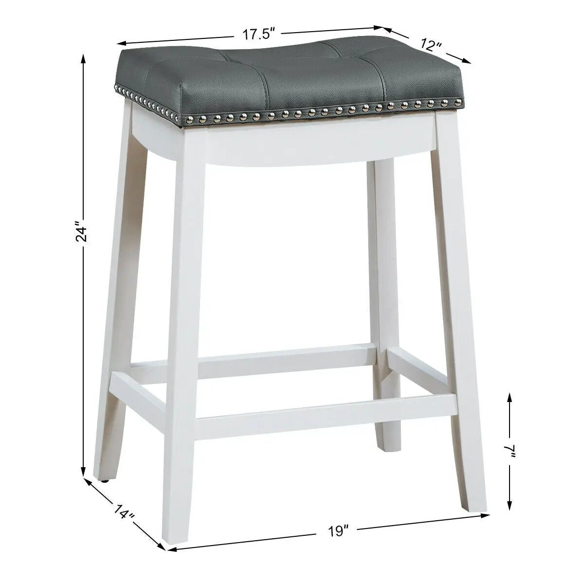 Set of 2 24-Inch Height Backless Counter Stool with Footrest, photo 5 of 9
