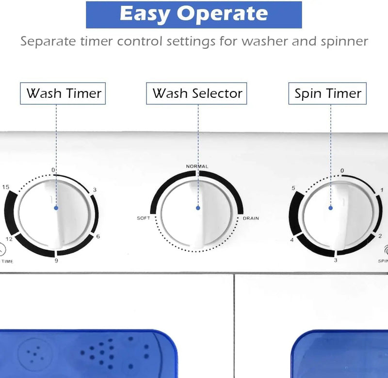 20 lbs Compact Twin Tub Washing Machine for Home Use by DirectDeals