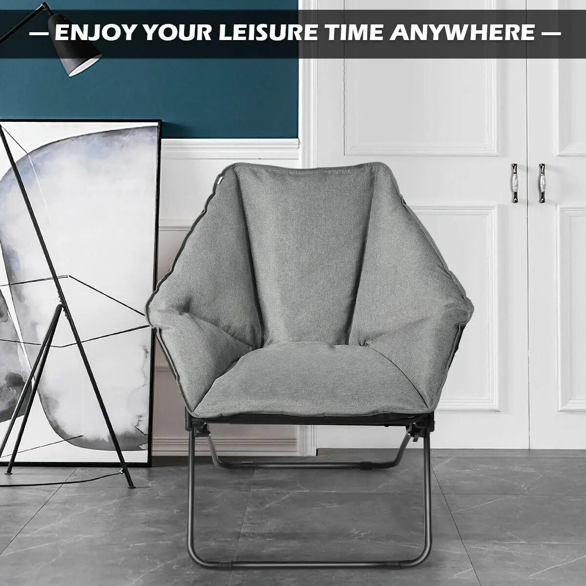 Oversized Foldable Leisure Camping Chair with Sturdy Iron Frame by DirectDeals