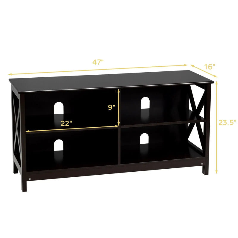 Wooden TV Stand Entertainment for TVs up to 55 Inch with X-Shaped Frame by DirectDeals