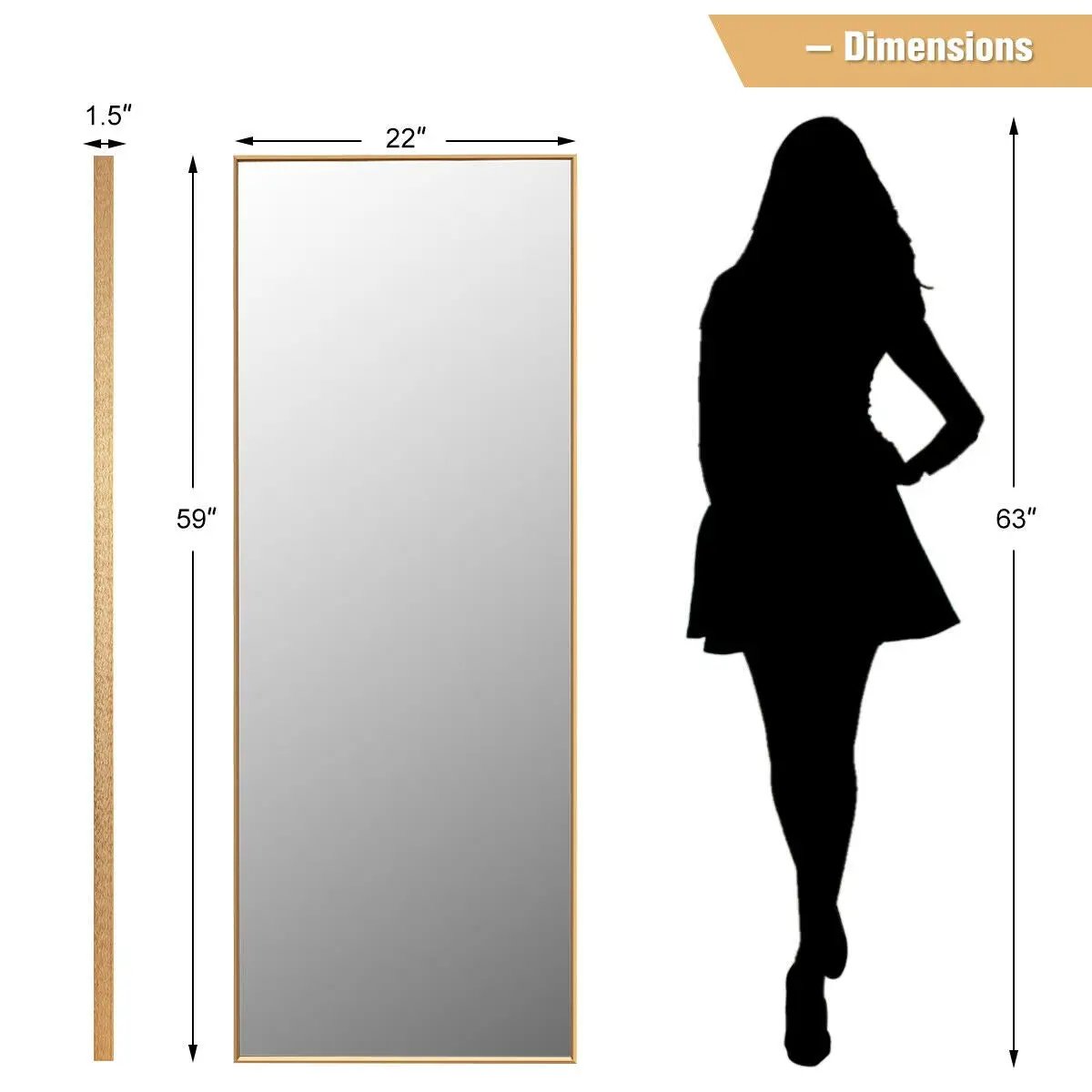 59 Inch Full Length Mirror Large Rectangle Bedroom Mirror, photo 5 of 9