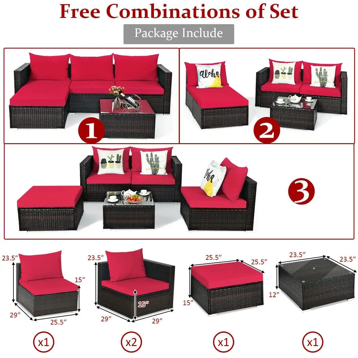 5 Pieces Patio Rattan, photo 5 of 11
