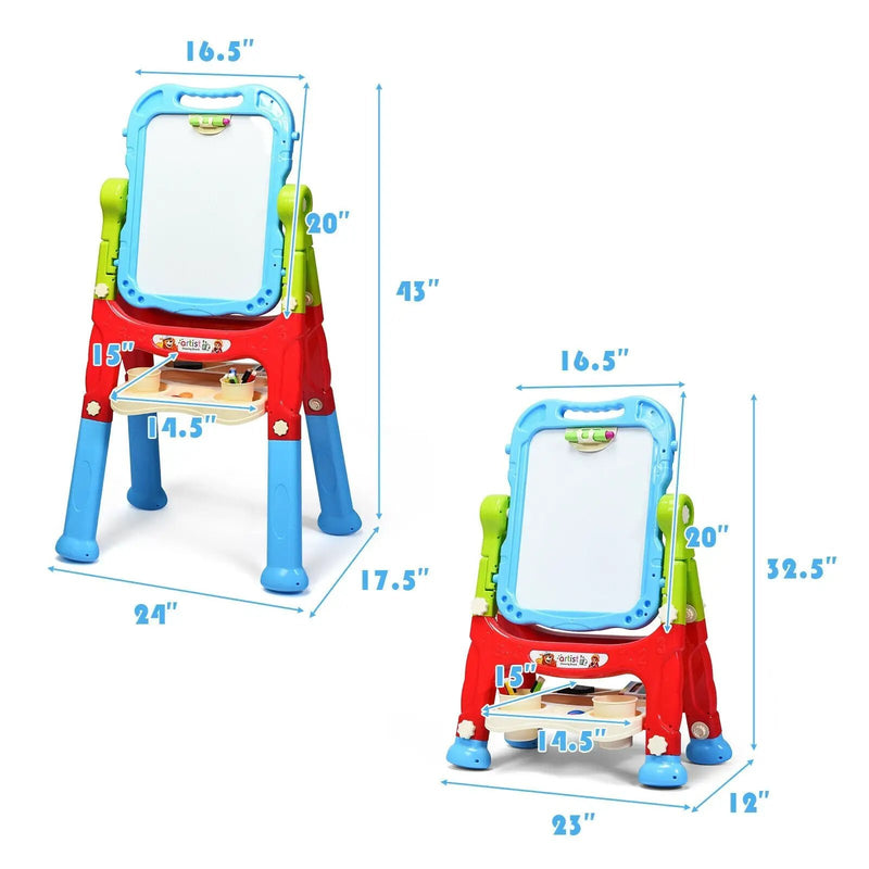 Height Adjustable Kids Art Easel Magnetic Double Sided Board by DirectDeals