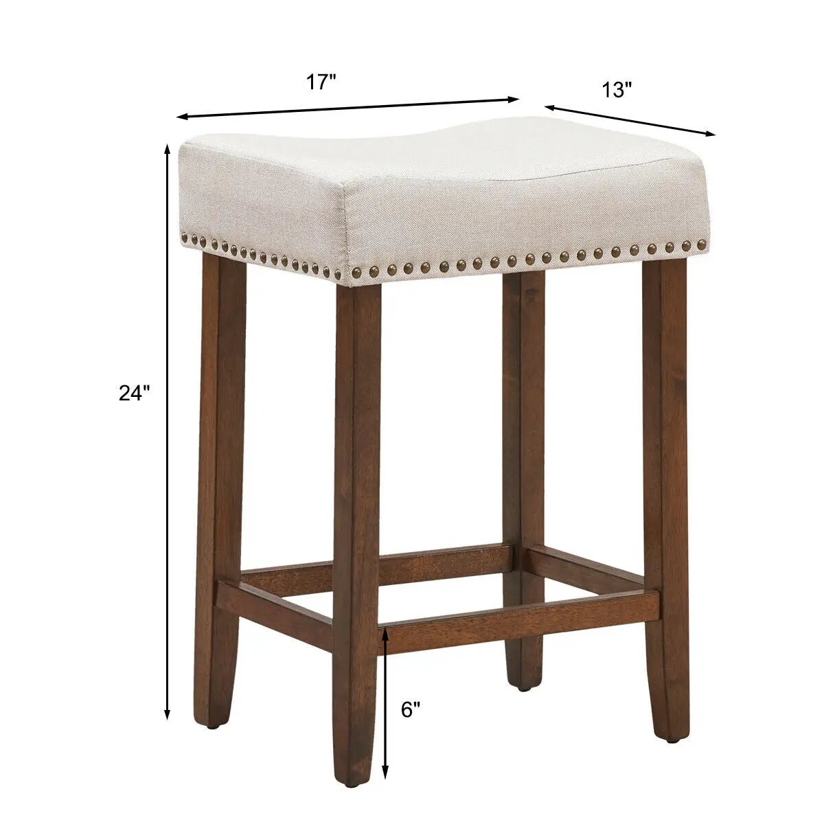 Set of 2 Nailhead Saddle Bar Stools 24 Inch Height, photo 8 of 16