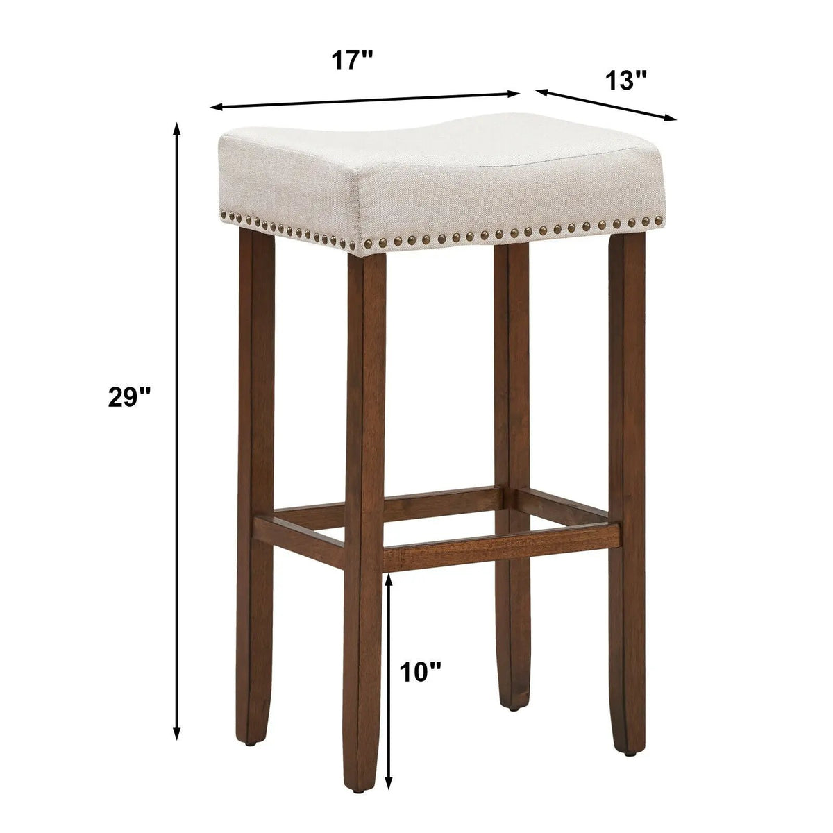 Set of 2 Nailhead Saddle Bar Stools 29 Inch Height, photo 7 of 16