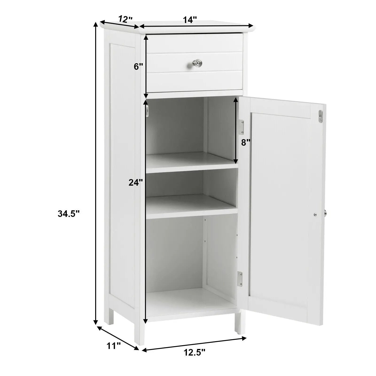 Wooden Bathroom Floor Storage Cabinet with Drawer and Shelf by DirectDeals