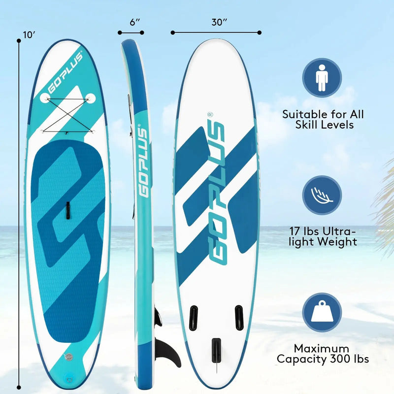 10 Feet Inflatable Stand Up Paddle Board 6 Inch Thick with Accessory Pack by DirectDeals
