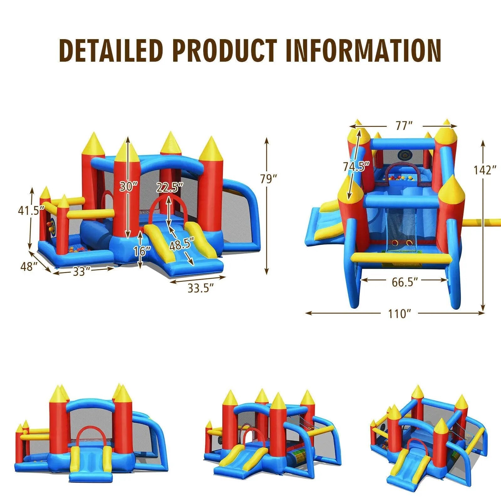 Kid Inflatable Slide Jumping Castle Bounce House with 740w Blower by DirectDeals
