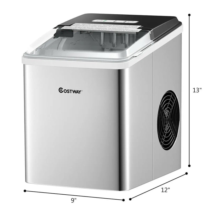 Stainless Steel 26 lbs/24 H Self-Clean Countertop Ice Maker Machine by DirectDeals