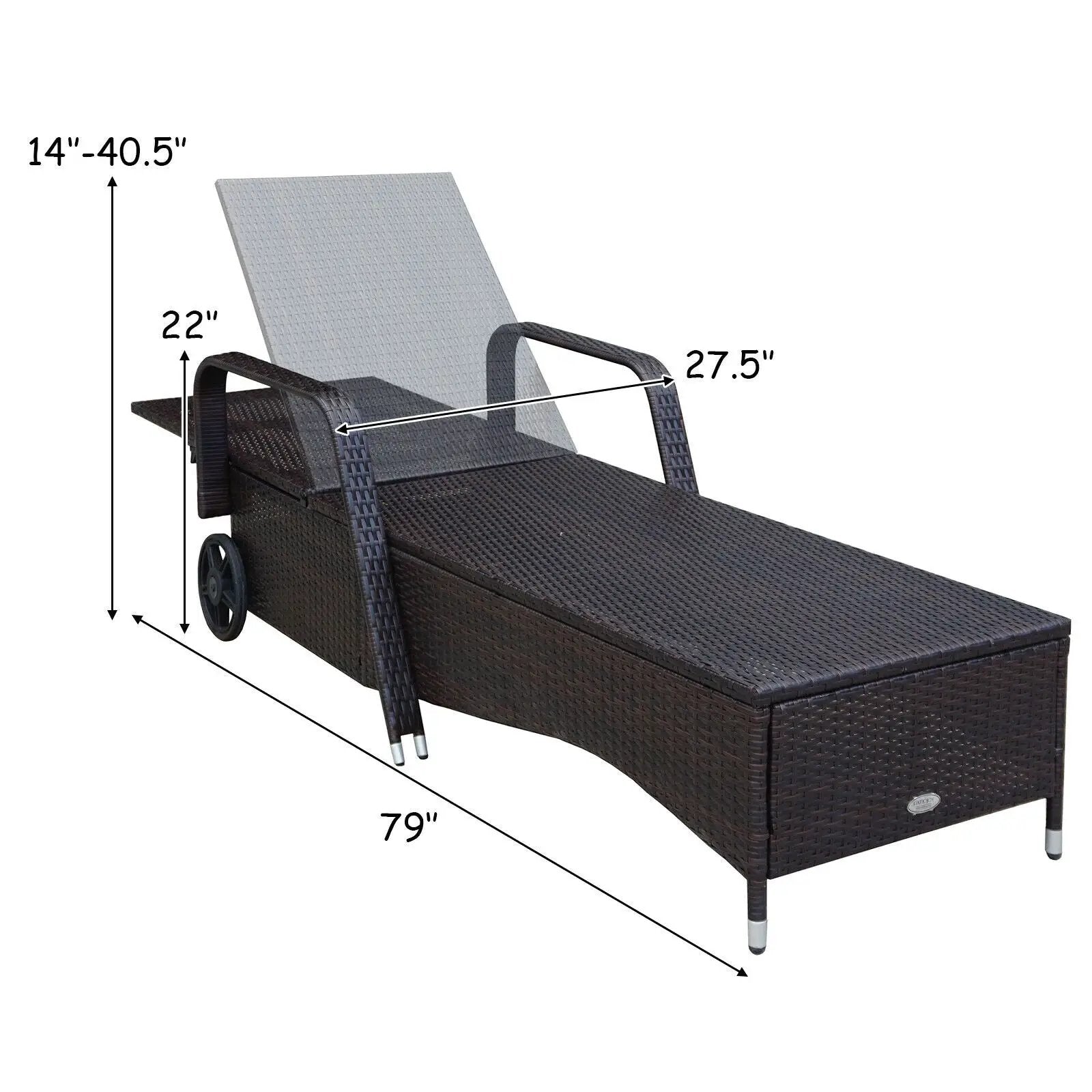 Outdoor Recliner Cushioned Chaise Lounge with Adjustable Backrest by DirectDeals