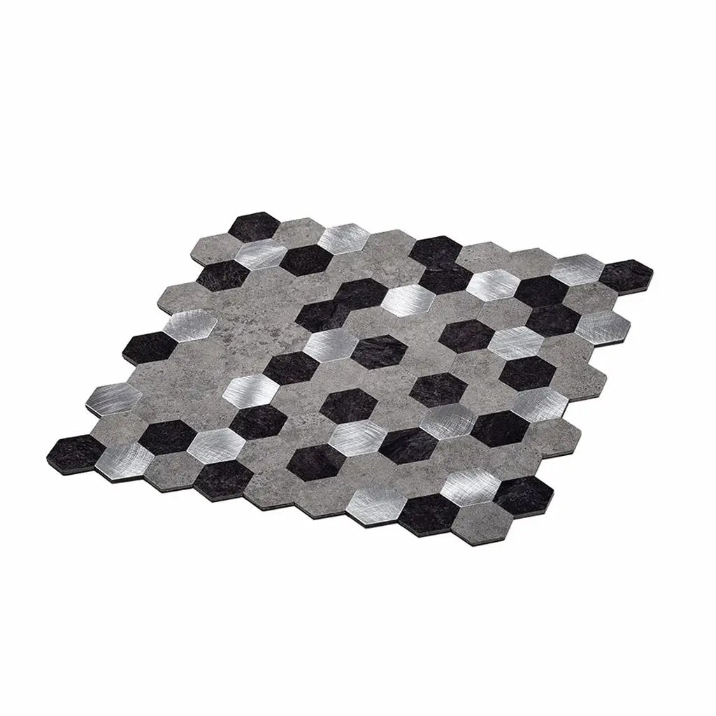 Silver 11x11 Honed Hexagon PVC Peel & Stick Tile (10 pack, 8.79 sq ft/case) by Apollo Tile