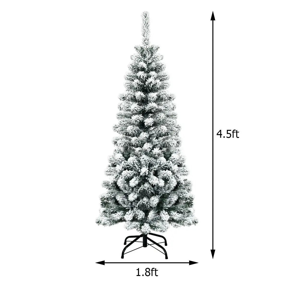 4.5 Feet Pre-Lit Snow Flocked Pencil Christmas Tree with 150 LED Light by DirectDeals