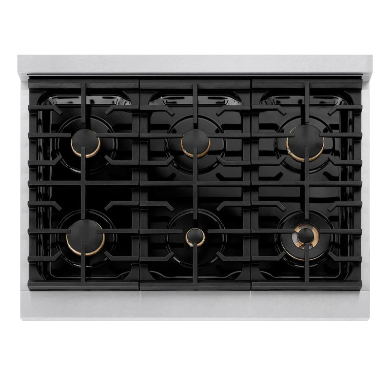 ZLINE 36 " Gas Range with Convection Oven Stainless Steel, Champagne Bronze , SGRSZ-36-CB by Farmhouse Kitchen and Bath