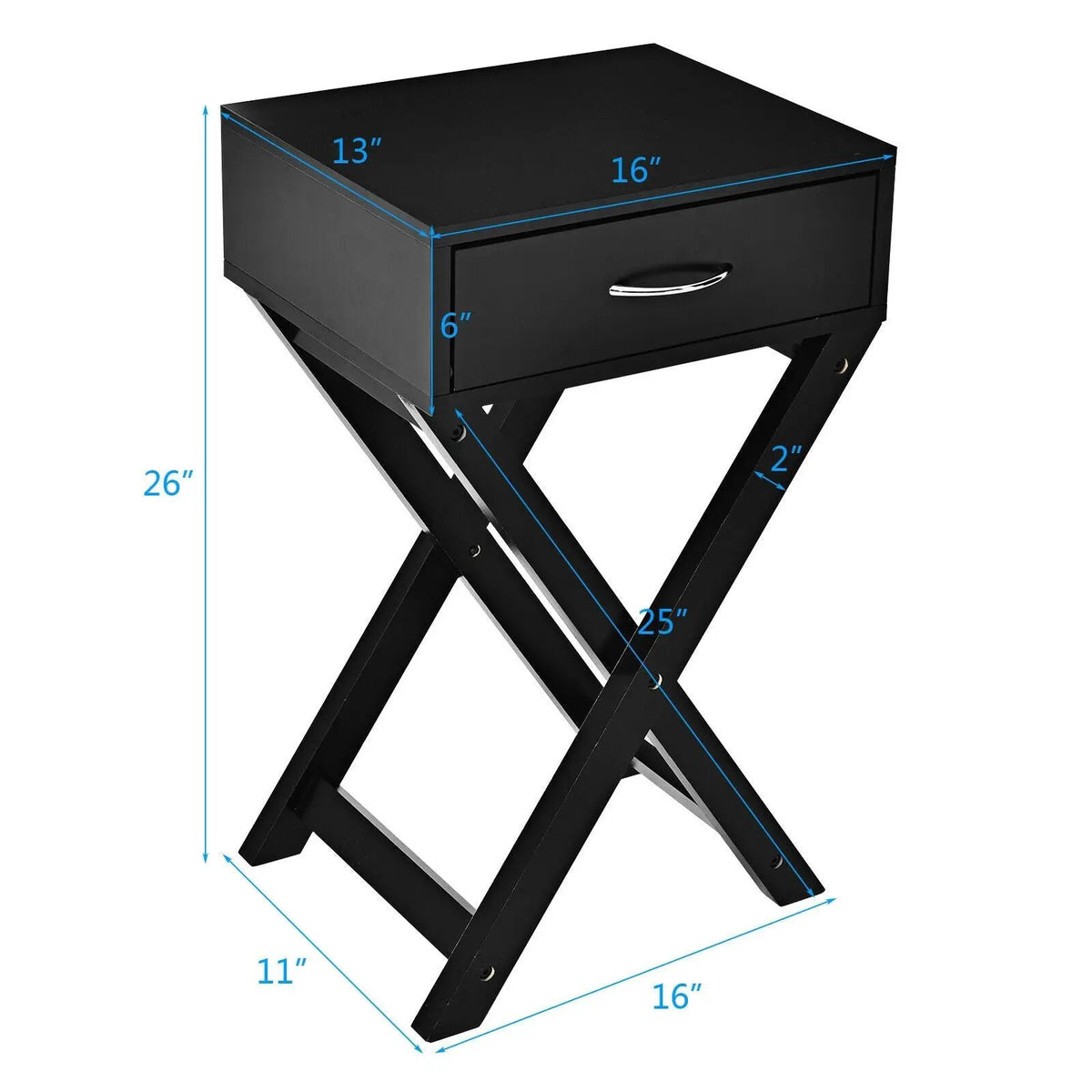 Design Sofa Side Table with X-Shape Drawer for Living Room Bedroom, photo 6 of 9