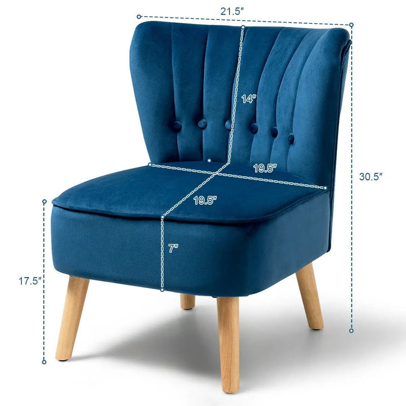 Armless Accent Chair Tufted Velvet Leisure Chair by DirectDeals