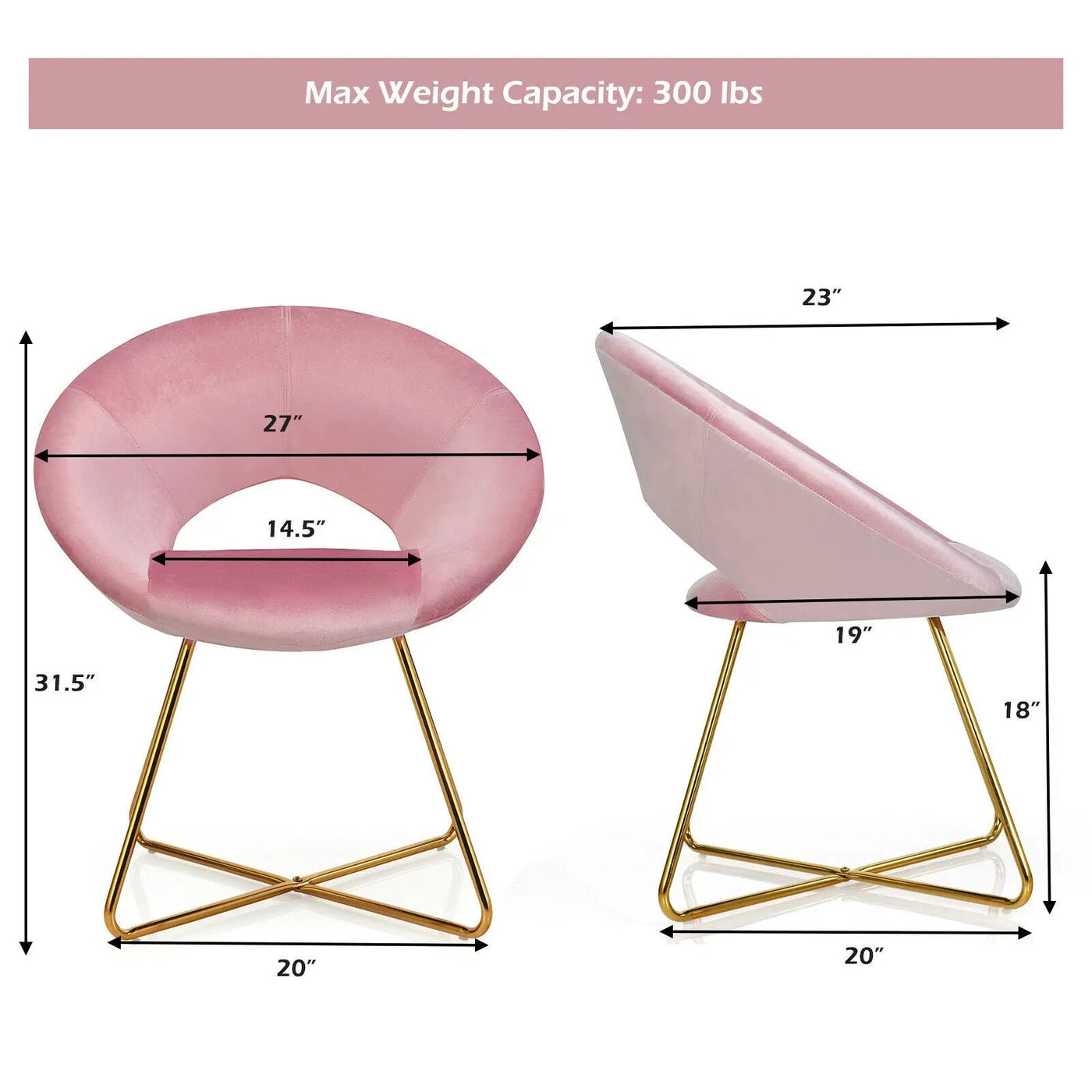 Modern Accent Velvet Dining Arm Chair with Golden Metal Legs and Soft Cushion by DirectDeals