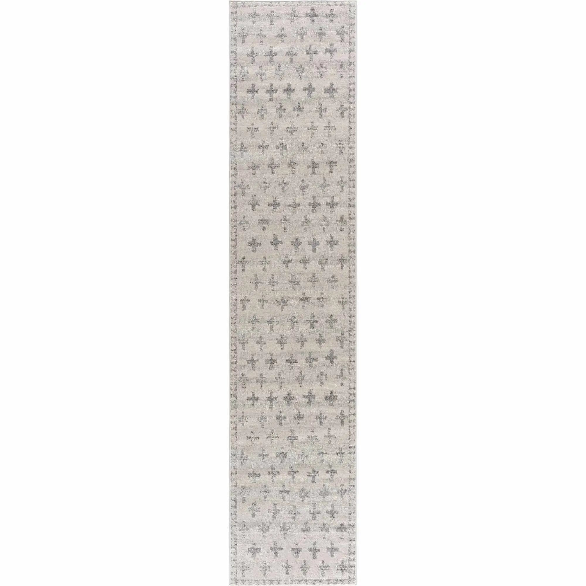 Tigris Swiss Cross Ivory & Gray 2322 Area Rug by Hauteloom