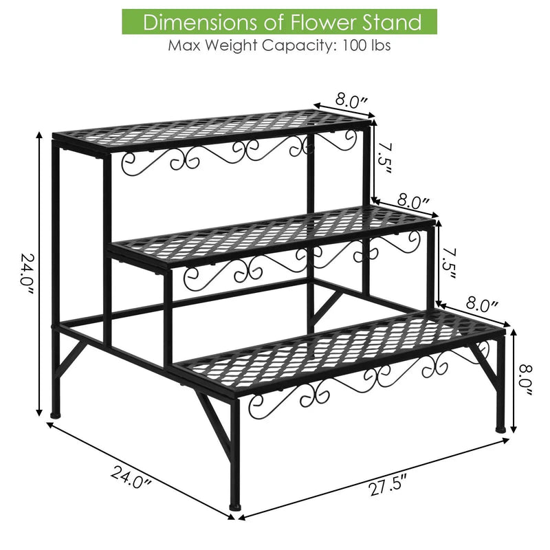 3 Tiers Metal Decorative Plant Stand by DirectDeals