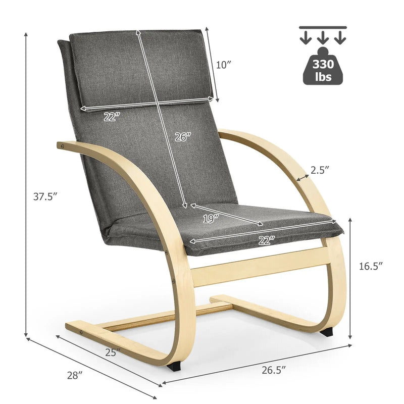 Modern Fabric Upholstered Bentwood Lounge Chair-Gray by DirectDeals