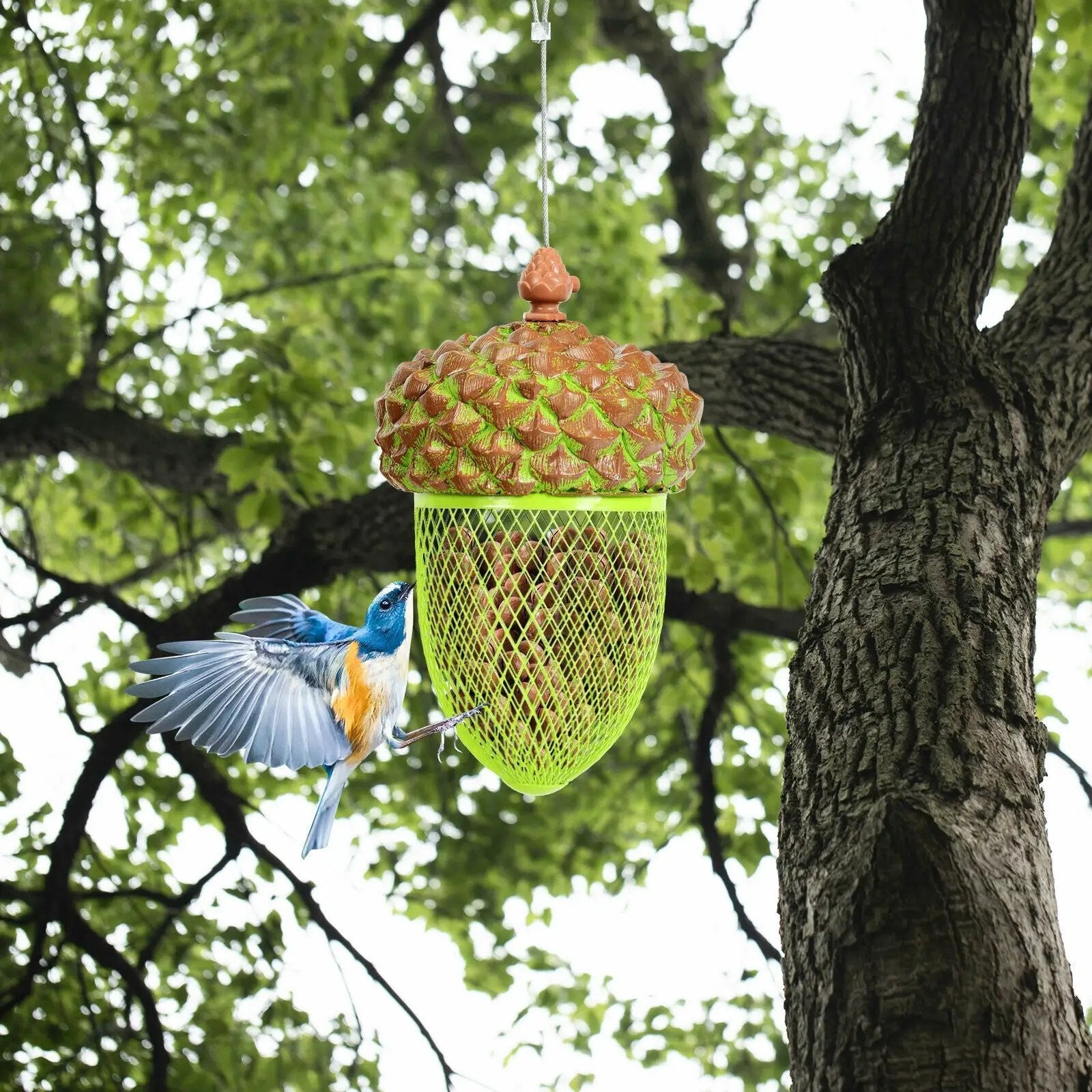 Metal Acorn Wild Bird Feeder Outdoor Hanging Food Dispenser for Garden Yard-Brown by DirectDeals