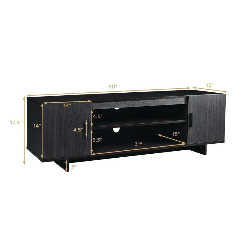 Modern Wood Universal TV Stand for TV up to 65 Inch with 2 Storage Cabinets by DirectDeals