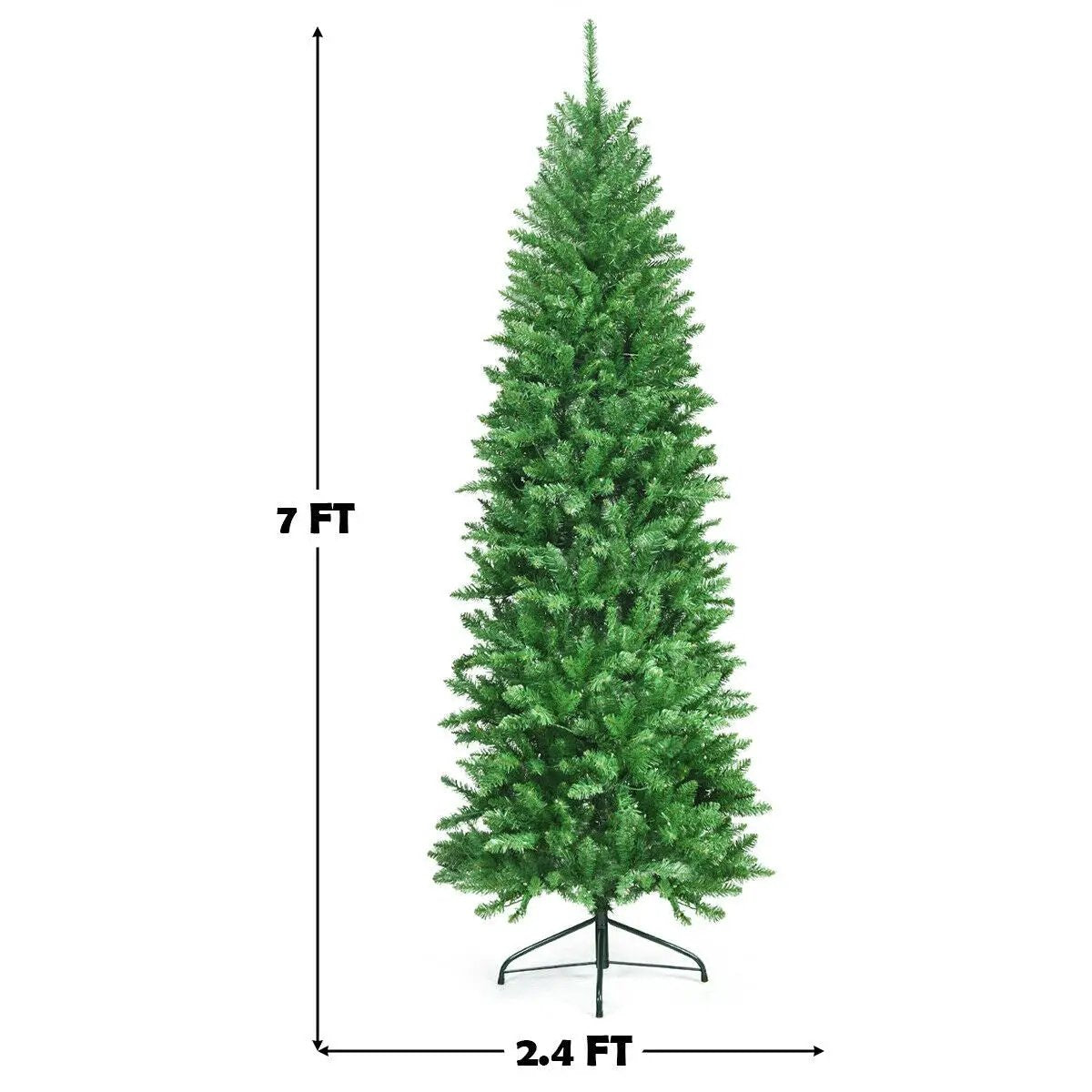 6 Feet PVC Hinged Pre-lit Artificial Fir Pencil Christmas Tree with 150 Lights, photo 12 of 24