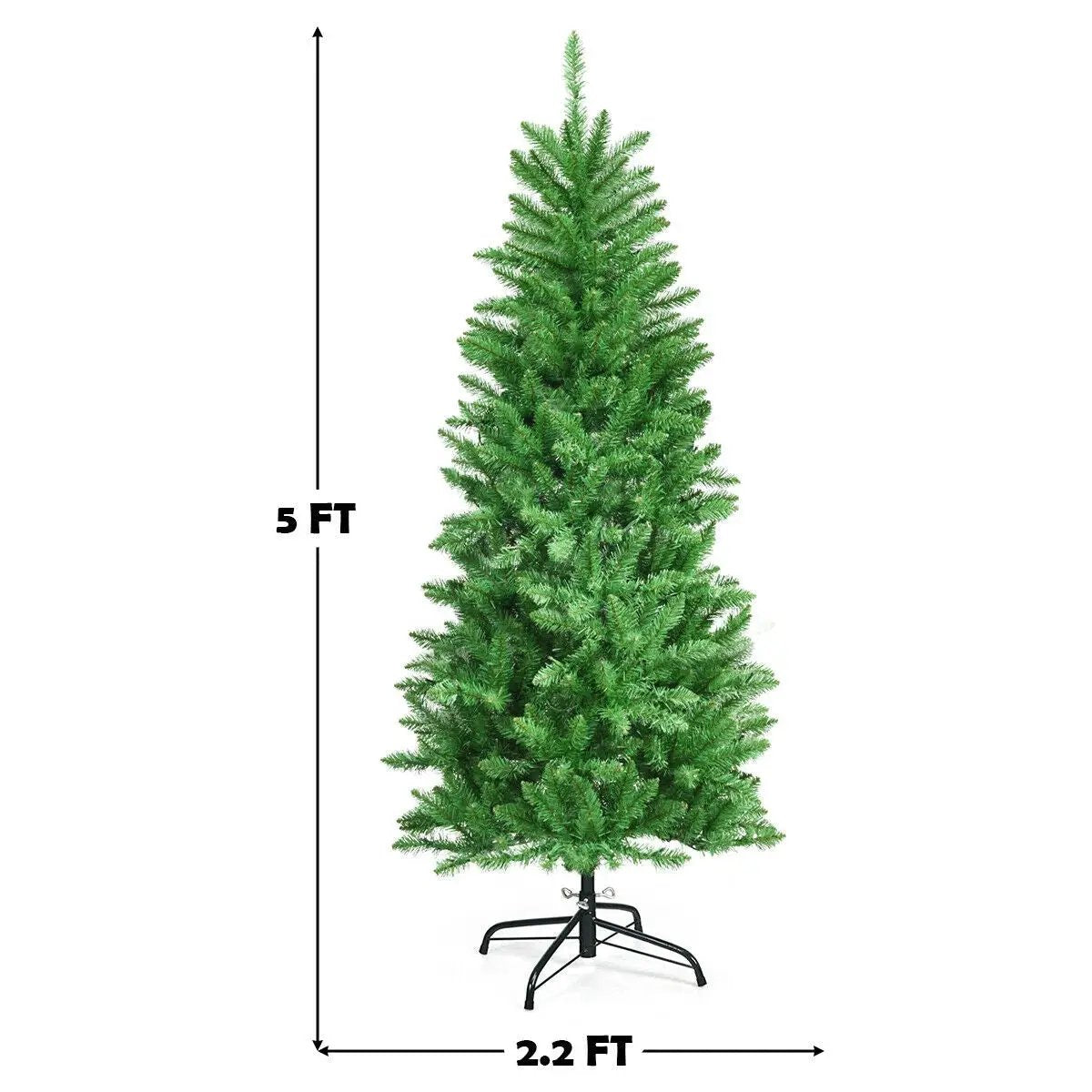 6 Feet PVC Hinged Pre-lit Artificial Fir Pencil Christmas Tree with 150 Lights, photo 13 of 24