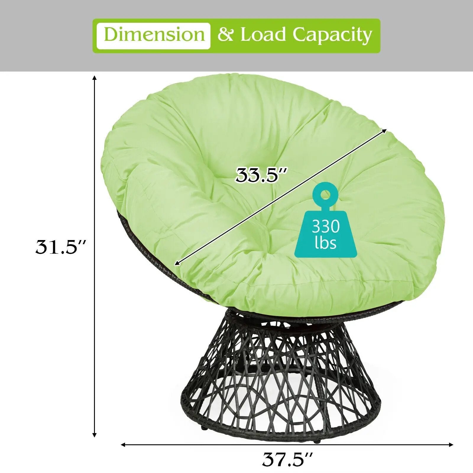 Rattan Papasan Chair Ergonomic 360-degree Swivel Soft Cushion Garden by DirectDeals