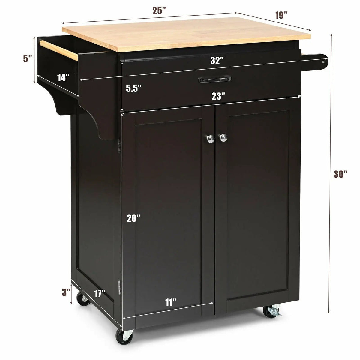 Utility Rolling Storage Cabinet Kitchen Island Cart with Spice Rack, photo 9 of 16