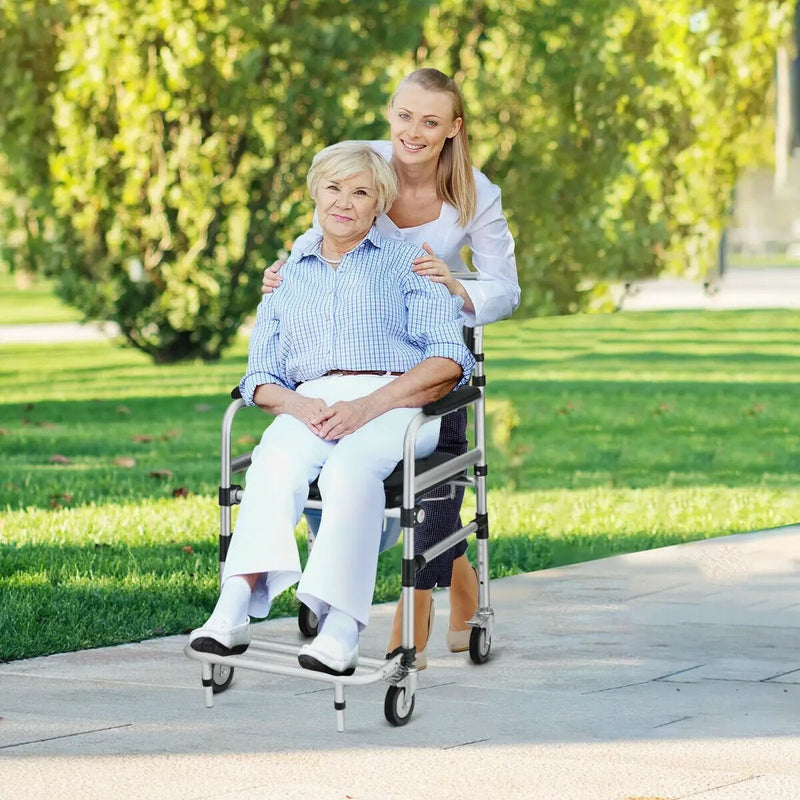 2-in-1 Aluminum Commode Shower Wheelchair with Locking Casters by DirectDeals