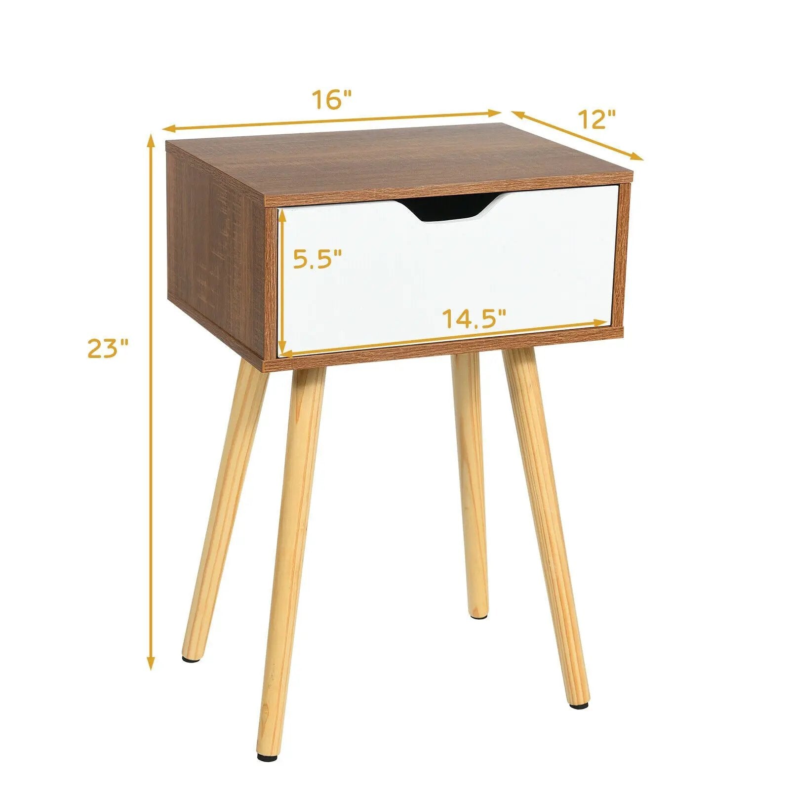 End Side Storage Drawer Nightstand with Solid Wooden Leg by DirectDeals