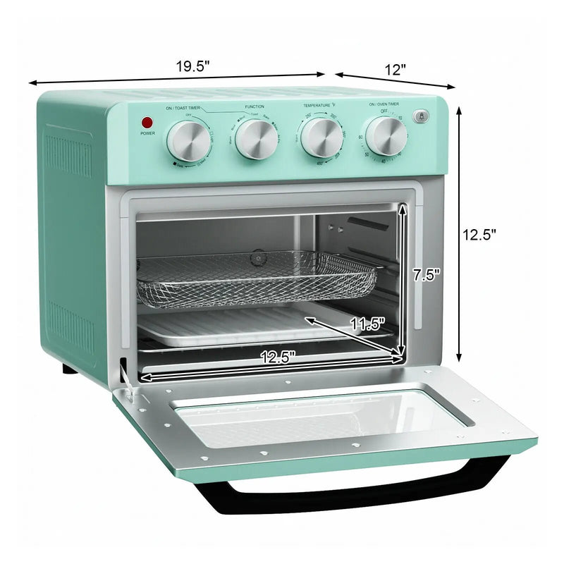19 Qt Dehydrate Convection Air Fryer Toaster Oven with 5 Accessories-Green by DirectDeals