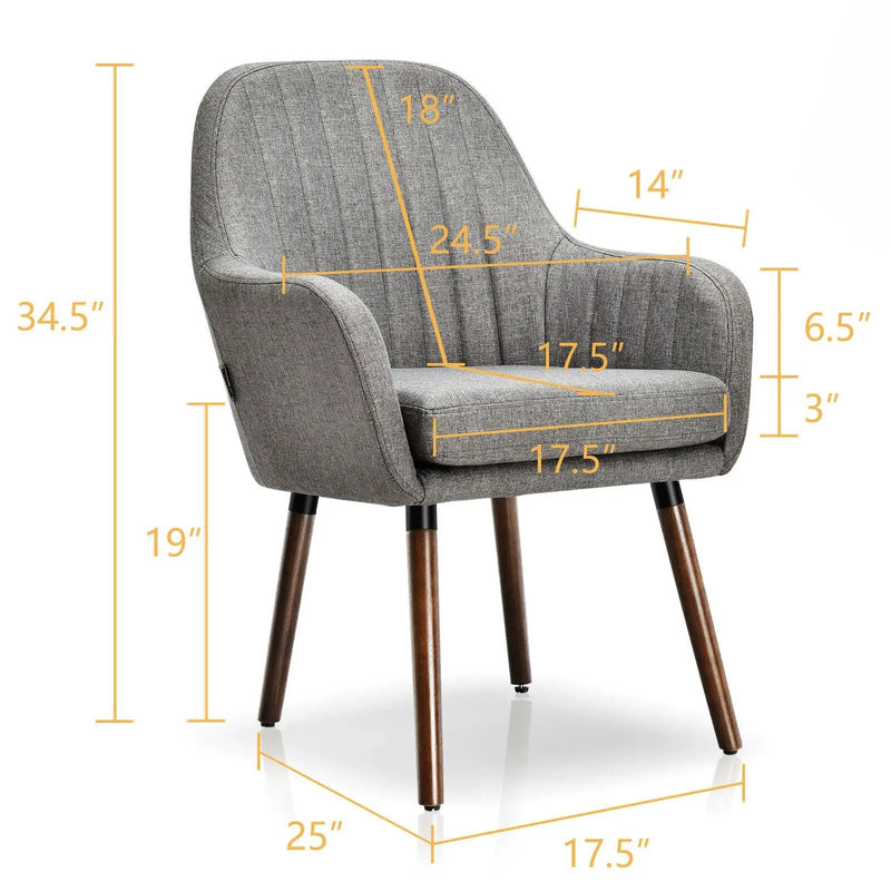 Set of 2 Fabric Upholstered Accent Chairs with Wooden Legs by DirectDeals