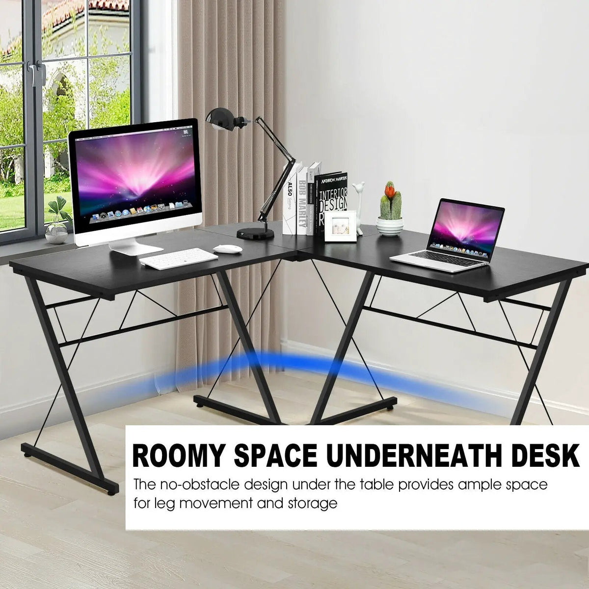 59 Inches L-Shaped Corner Desk Computer Table for Home Office Study Workstation, photo 2 of 9
