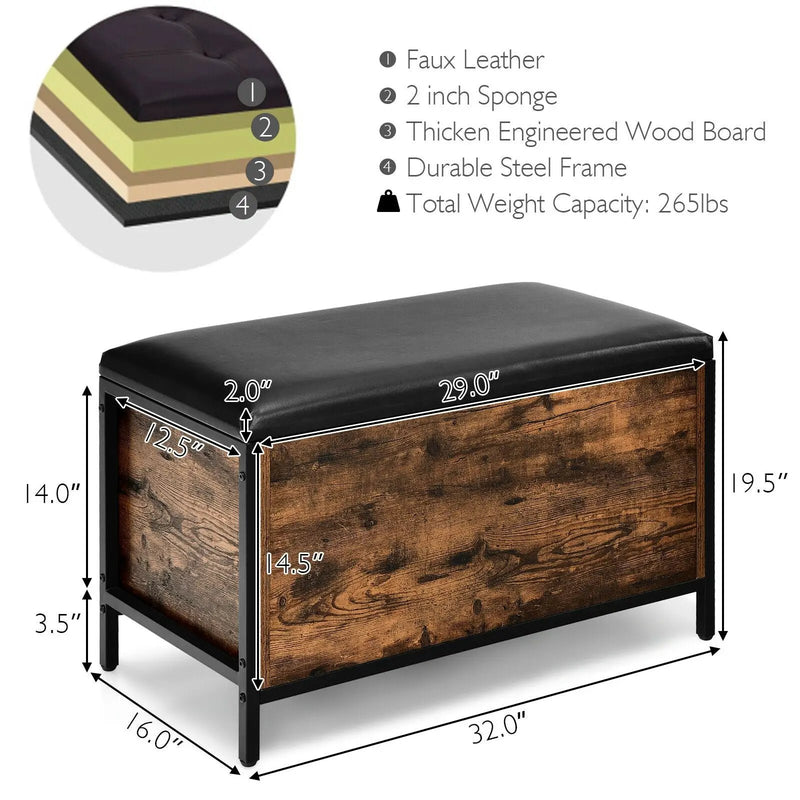 Entryway Flip Top Ottoman Stool with Padded Seat by DirectDeals