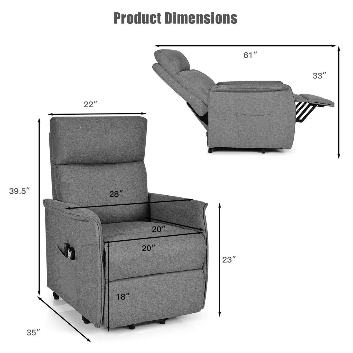 Power Lift Massage Recliner Chair for Elderly with Heavy Padded Cushion, photo 8 of 16