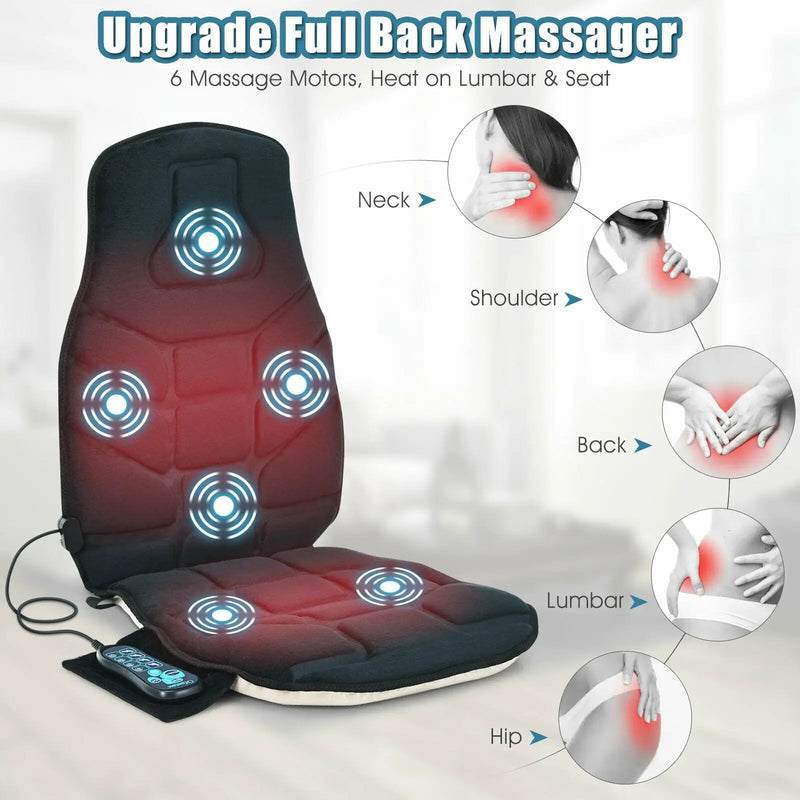 Seat Cushion Massager with Heat and 6 Vibration Motors for Home by DirectDeals