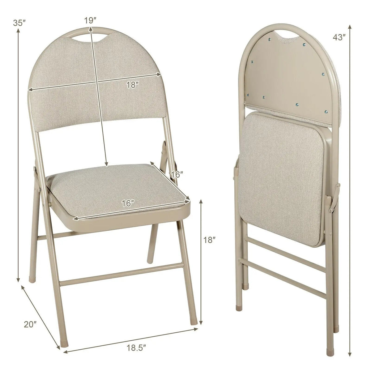 Set of 6 Folding Fabric Upholstered Metal Chairs, photo 7 of 16