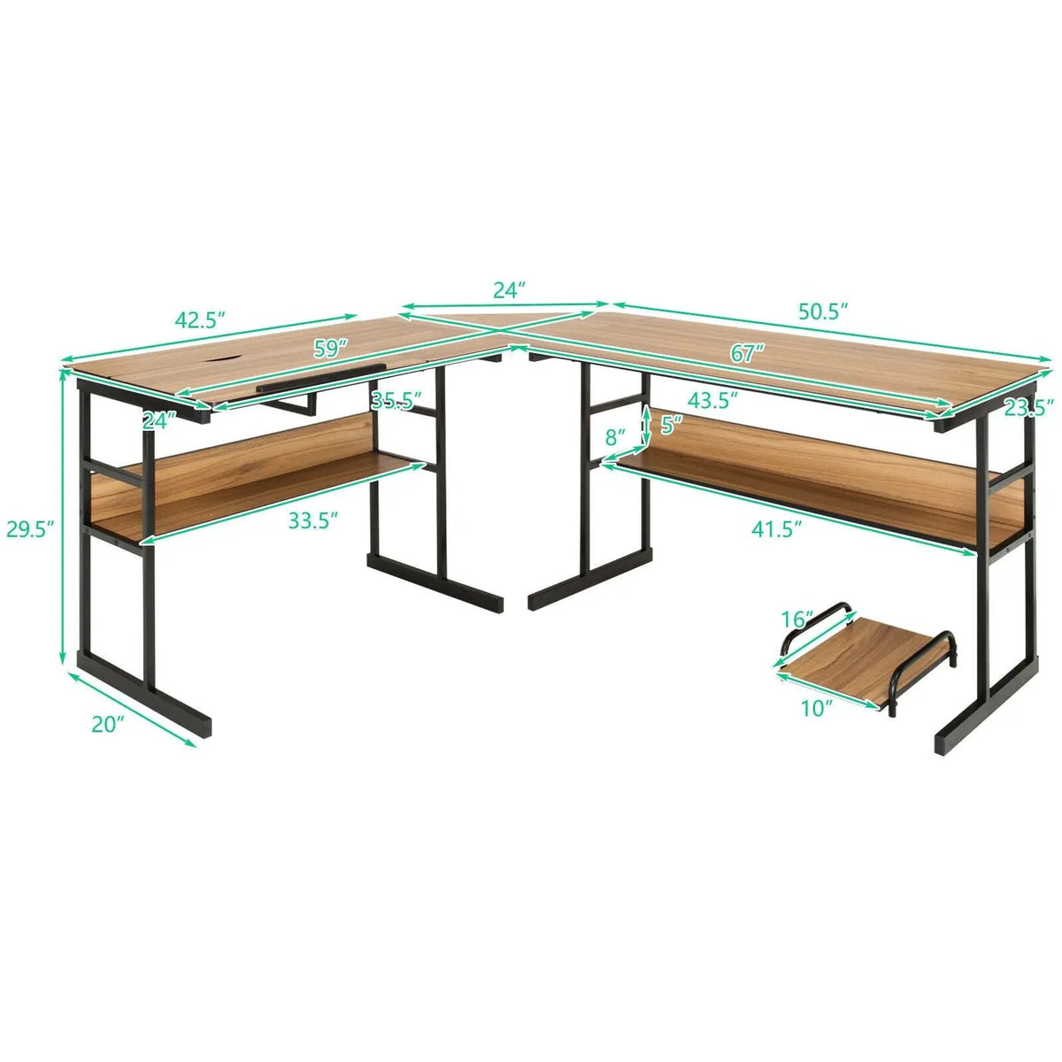 L-Shaped Computer Desk with Tiltable Tabletop, photo 19 of 32