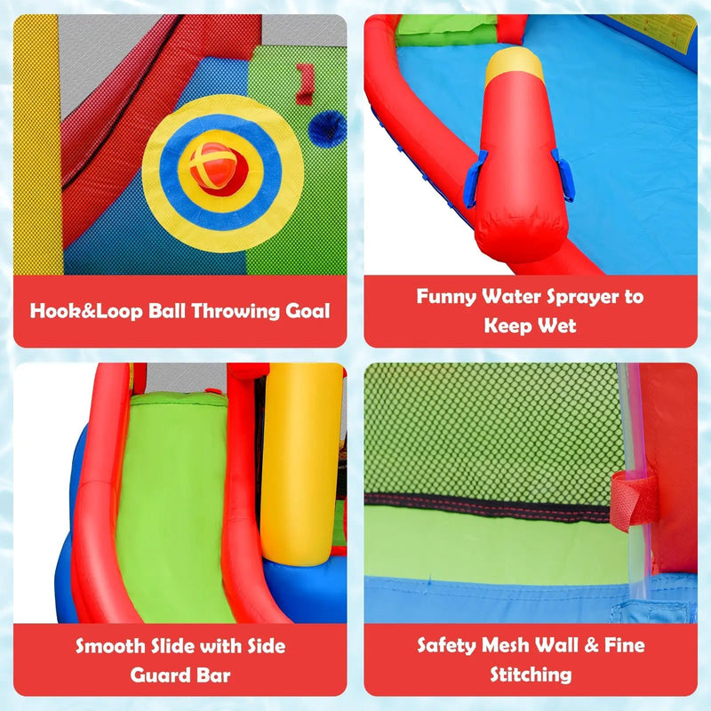 Inflatable Blow Up Water Slide Bounce House with 740 W Blower by DirectDeals