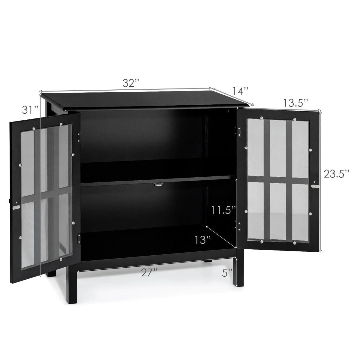 Glass Door Sideboard Console Storage Buffet Cabinet, photo 18 of 32