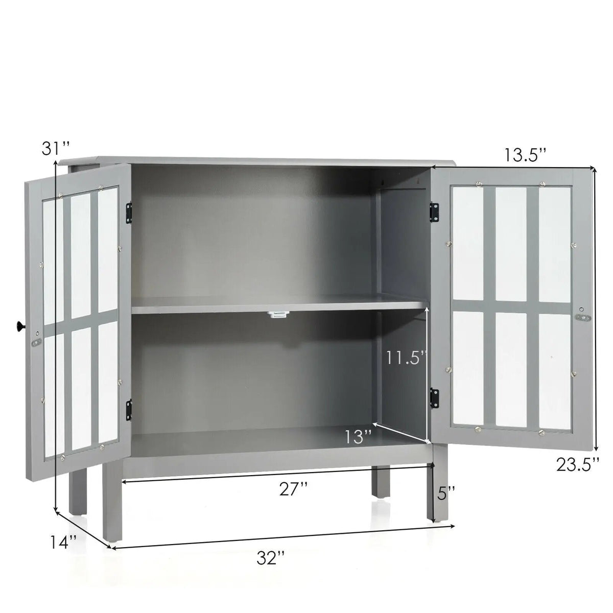 Glass Door Sideboard Console Storage Buffet Cabinet, photo 20 of 32