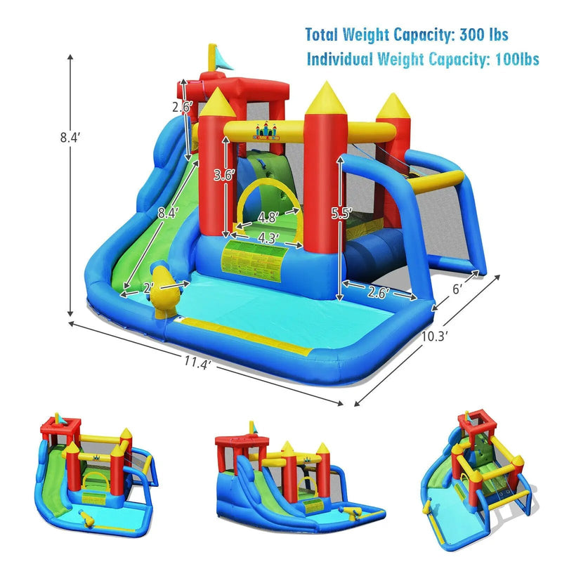 Inflatable Bouncer Bounce House with Water Slide Splash Pool without Blower by DirectDeals