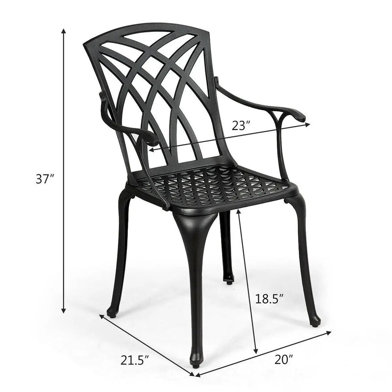 2 Pieces Durable Aluminum Dining Chairs Set with Armrests by DirectDeals