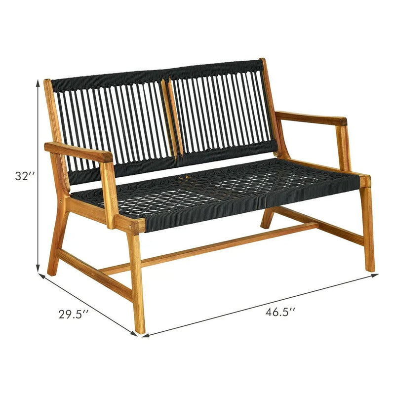 2-Person Acacia Wood Yard Bench for Balcony and Patio by DirectDeals
