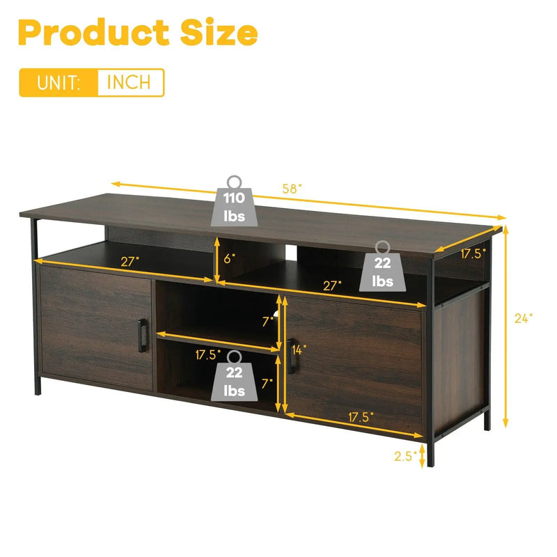 58 Inch Wood TV Stand Entertainment Media Center Console with Storage Cabinet by DirectDeals