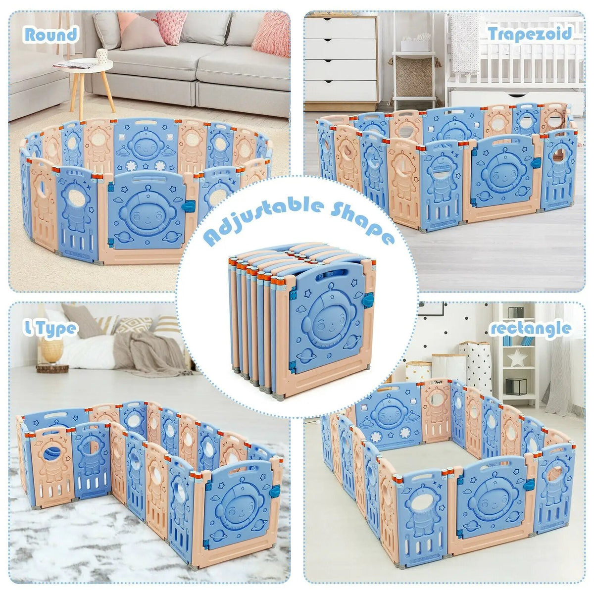 18-Panel Foldable Baby Playpen Kids Activity Center with Lockable Door, photo 3 of 24