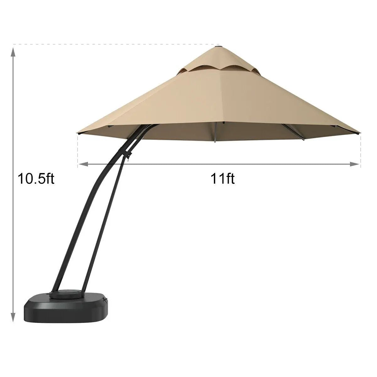 11 Feet Outdoor Cantilever Hanging Umbrella with Base and Wheels by DirectDeals